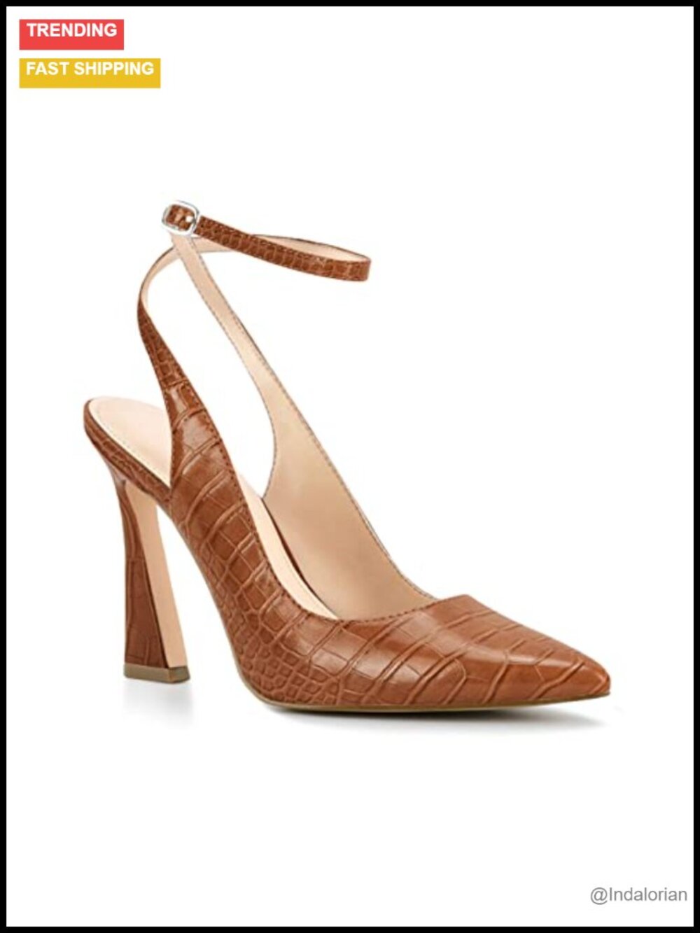 Womens Slingback High Heel Pointed Toe Pumps Ankle Strap Dress Shoes